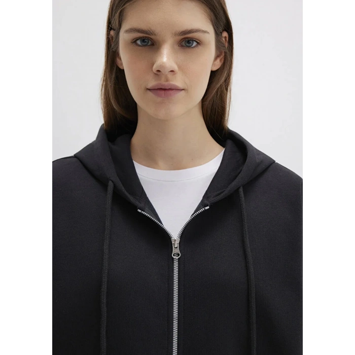 Mavi 1610221 Kapsonlu Fermuarli Kadin Sweat - Siyah