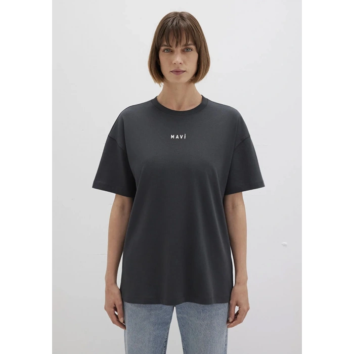 Mavi 1612518 0 Yaka Kadin Tshirt - Siyah