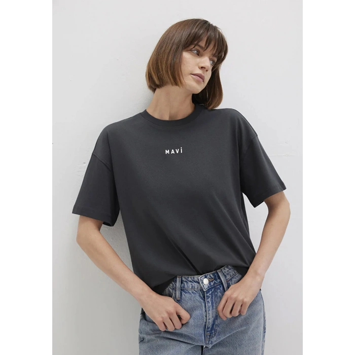 Mavi 1612518 0 Yaka Kadin Tshirt - Siyah