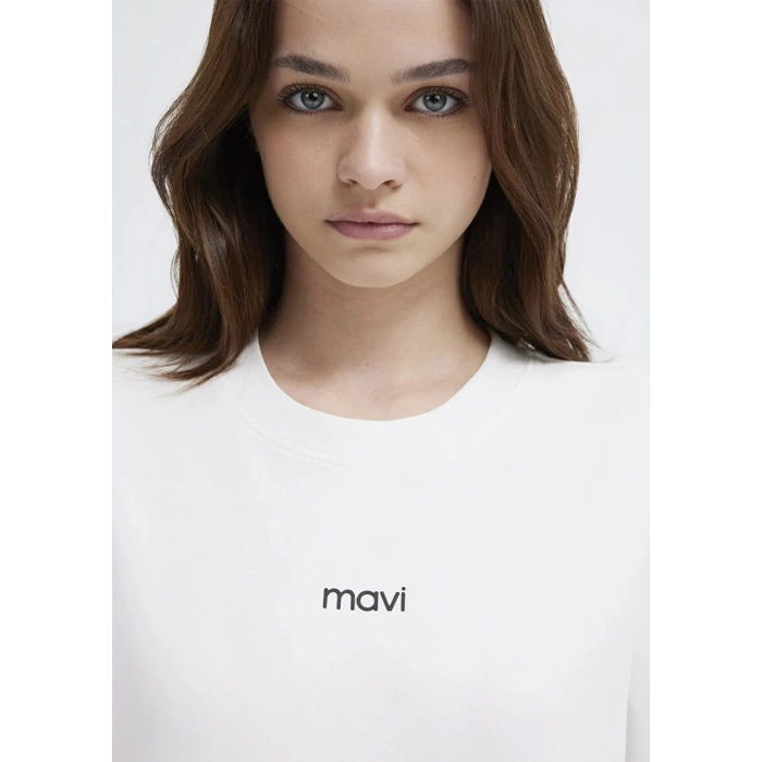 Mavi 1612829 0 Yaka Kadin Tshirt - Ekru