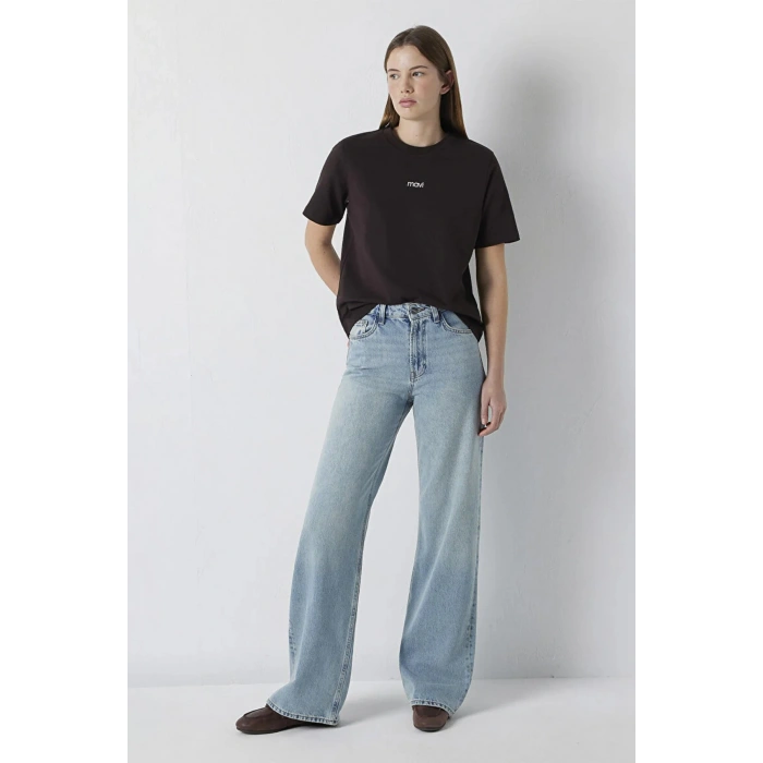 Mavi 1612829 0 Yaka Kadin Tshirt - Kahverengi