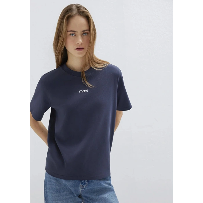 Mavi 1612829 0 Yaka Kadin Tshirt - Lacivert