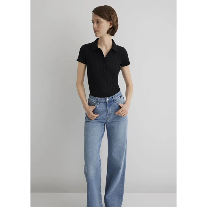 Mavi 1613120 Yakali Kadin Body - Siyah