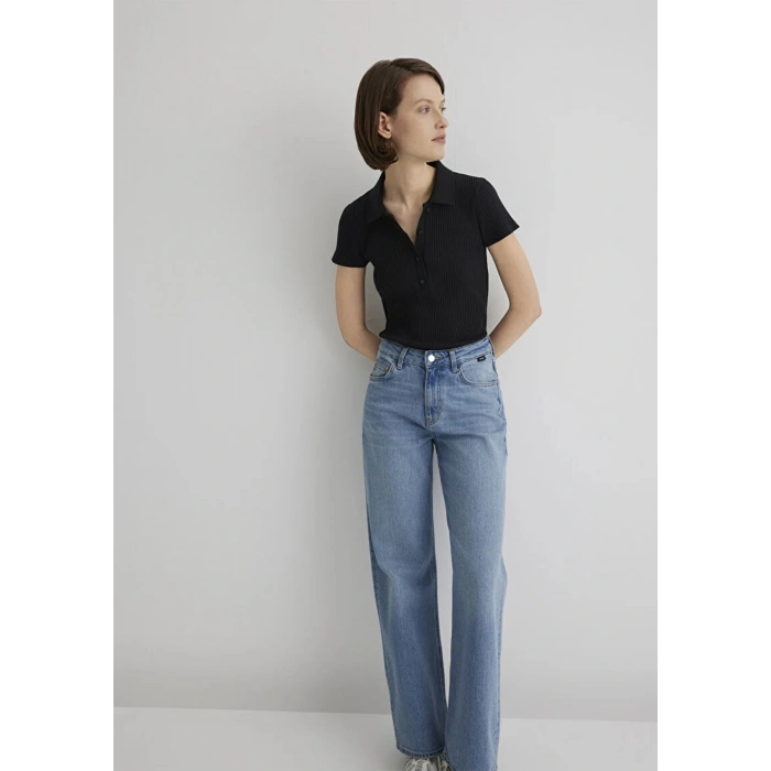 Mavi 1613120 Yakali Kadin Body - Siyah