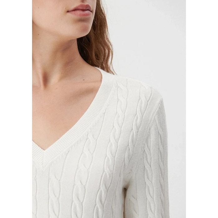 Mavi 1710340 V Yaka Kadın Triko - Ekru