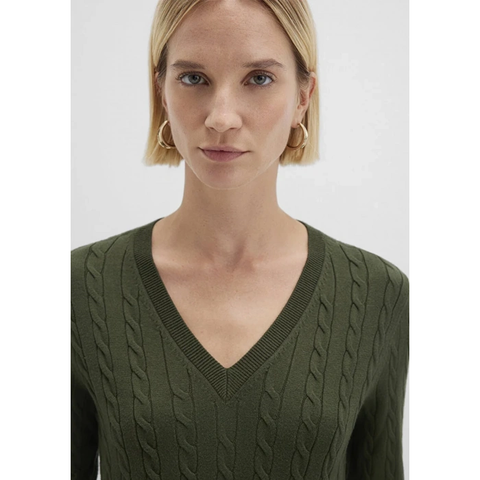 Mavi 1710340 V Yaka Kadin Triko - Haki