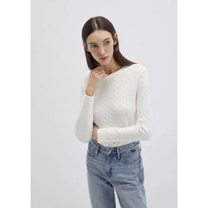 Mavi 1710341 0 Yaka Kadin Triko - Ekru