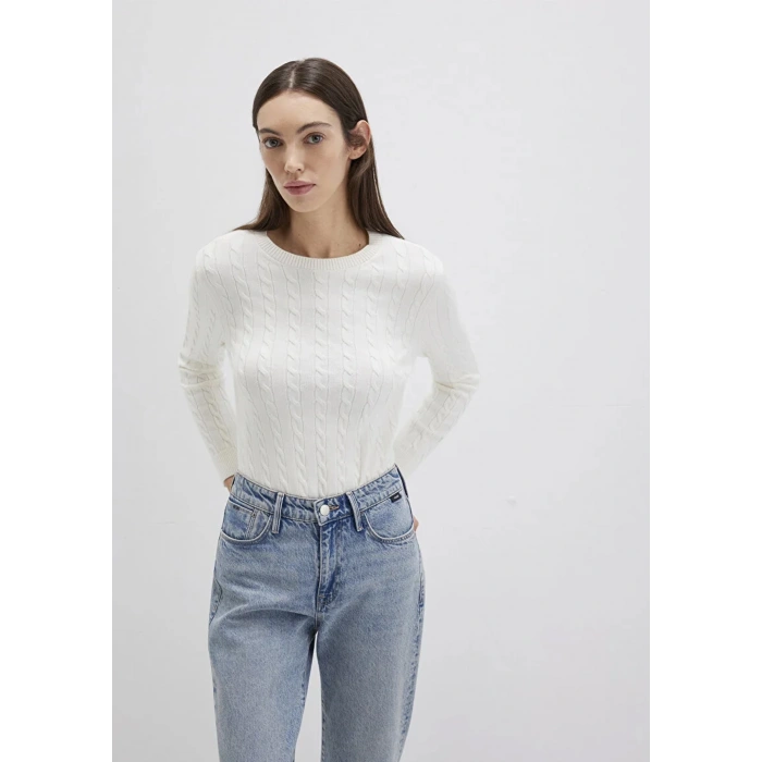 Mavi 1710341 0 Yaka Kadin Triko - Ekru