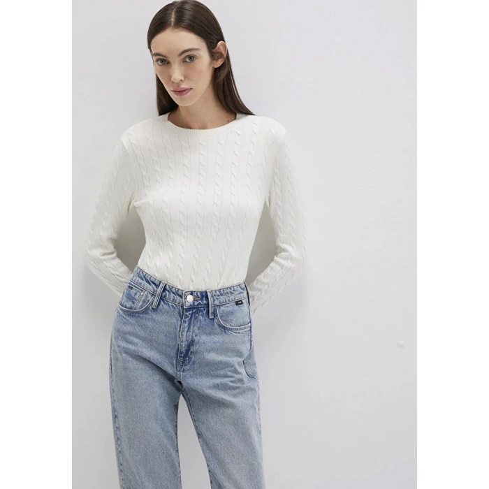 Mavi 1710341 0 Yaka Kadin Triko - Ekru