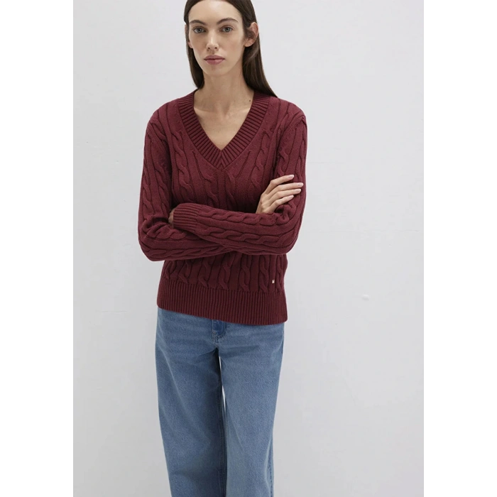 Mavi 1710720 V Yaka Kadin Triko - Bordo