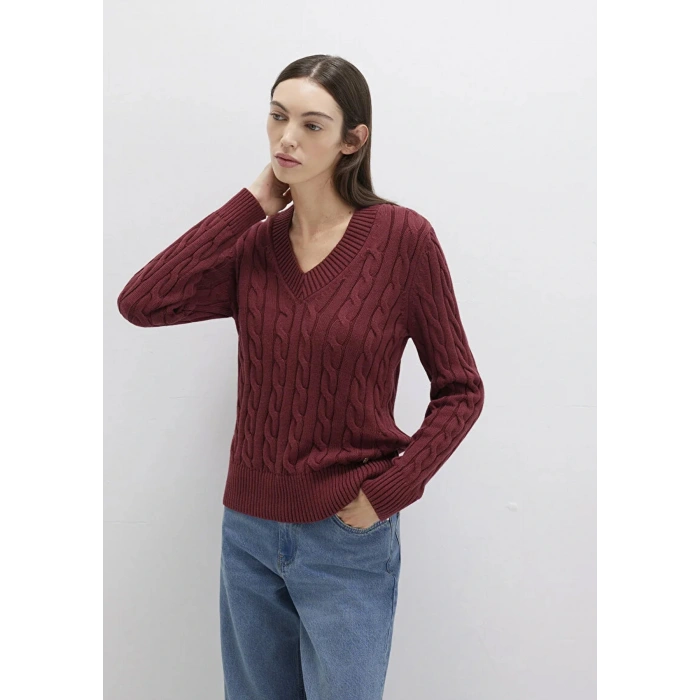 Mavi 1710720 V Yaka Kadin Triko - Bordo