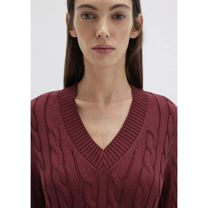 Mavi 1710720 V Yaka Kadin Triko - Bordo