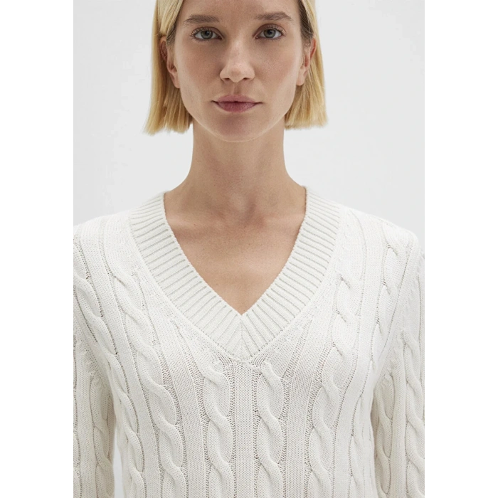 Mavi 1710720 V Yaka Kadin Triko - Ekru