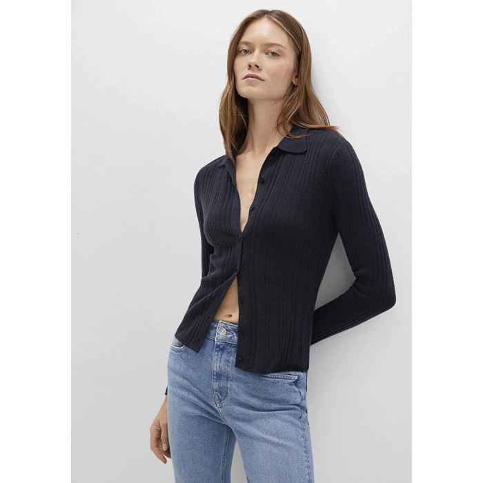 Mavi 1710838 Yakali Komple Dugmeli Kadin Triko - Siyah