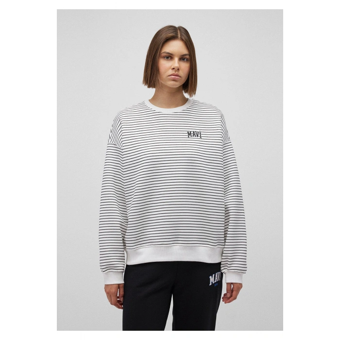 Mavi 1s10100 0 Yaka Kadin Sweat - Beyaz