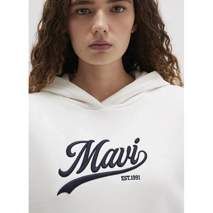 Mavi 1s10420 Kapsonlu Kadin Sweat - Beyaz