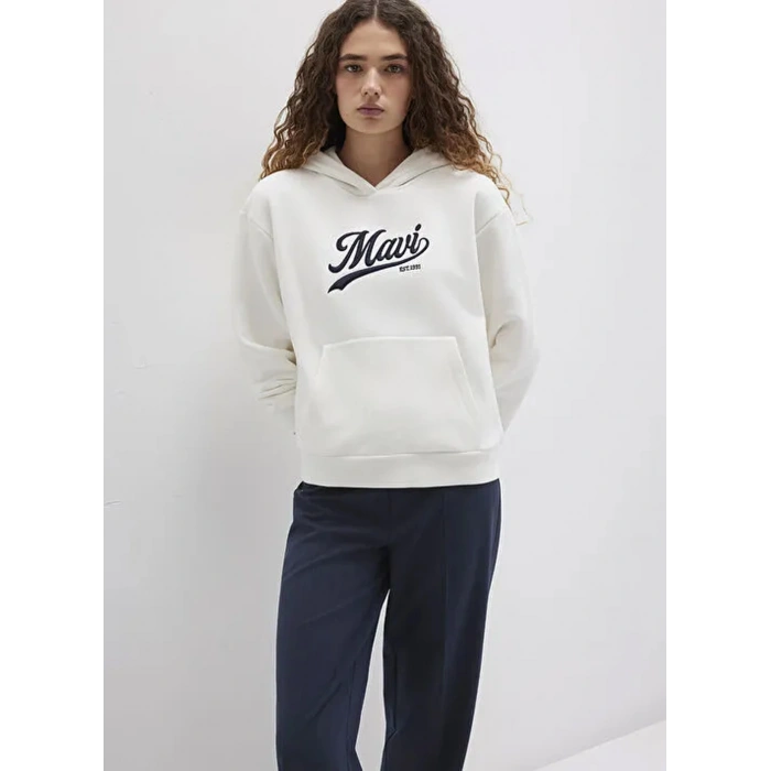 Mavi 1s10420 Kapsonlu Kadin Sweat - Beyaz