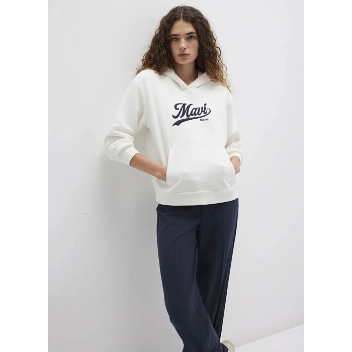Mavi 1s10420 Kapsonlu Kadin Sweat - Beyaz