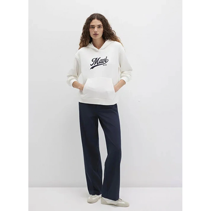 Mavi 1s10420 Kapsonlu Kadin Sweat - Beyaz