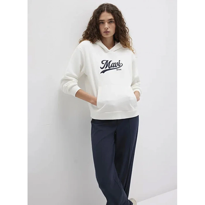 Mavi 1s10420 Kapsonlu Kadin Sweat - Beyaz