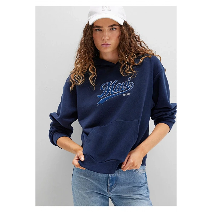 Mavi 1s10420 Kapsonlu Kadin Sweat - Lacivert