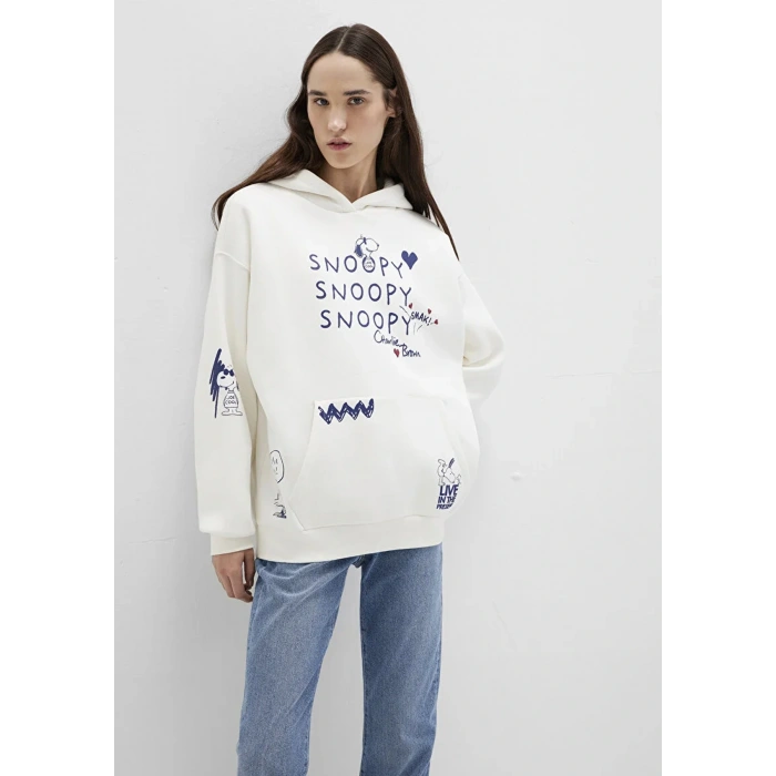 Mavi 1s10470 Kapsonlu Kadin Sweat - Ekru