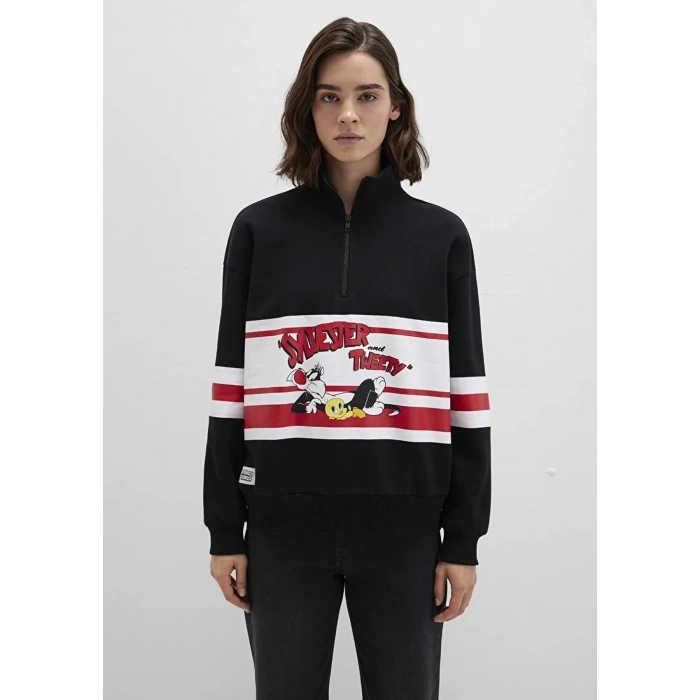 Mavi 1s10472 Yarim Fermuarli Kadin Sweat - Siyah