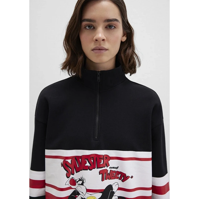 Mavi 1s10472 Yarim Fermuarli Kadin Sweat - Siyah