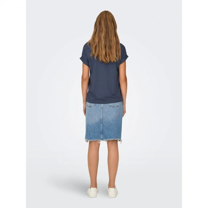 Only 15106662 Genis Yaka Kol Katlamali Kadin Body - Acik Lacivert