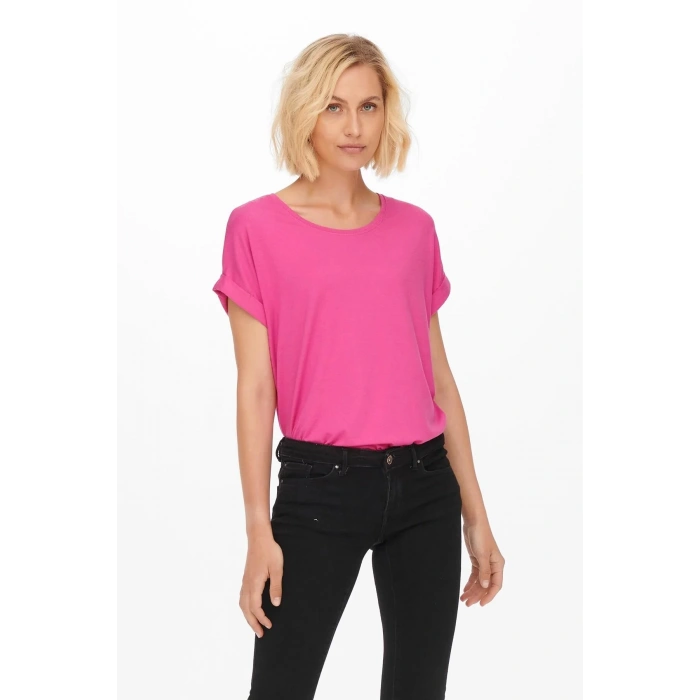 Only 15106662 Genis Yaka Kol Katlamali Kadın Body - Fusya