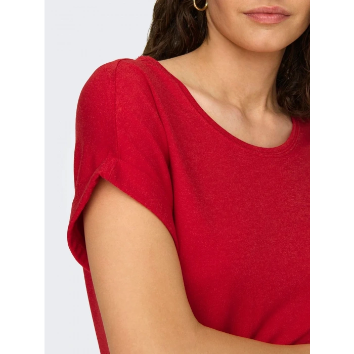 Only 15106662 Genis Yaka Kol Katlamali Kadin Body - Kirmizi