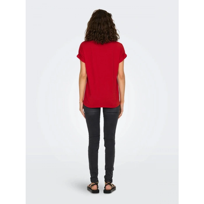 Only 15106662 Genis Yaka Kol Katlamali Kadin Body - Kirmizi