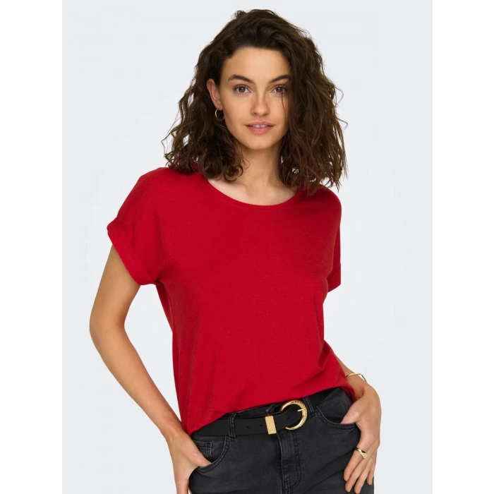 Only 15106662 Genis Yaka Kol Katlamali Kadin Body - Kirmizi