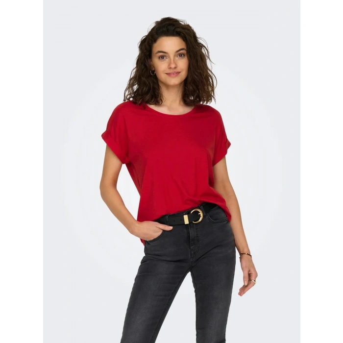 Only 15106662 Genis Yaka Kol Katlamali Kadin Body - Kirmizi