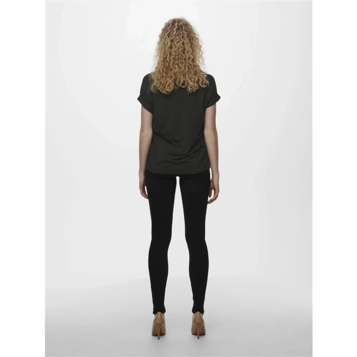 Only 15106662 Genis Yaka Kol Katlamali Kadın Body - Siyah Kircilli