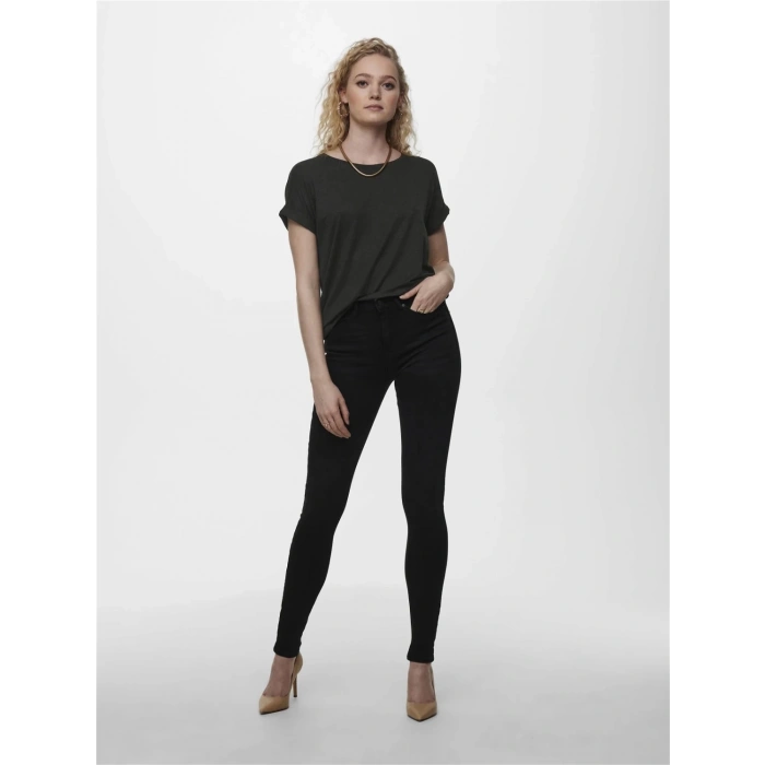 Only 15106662 Genis Yaka Kol Katlamali Kadın Body - Siyah Kircilli