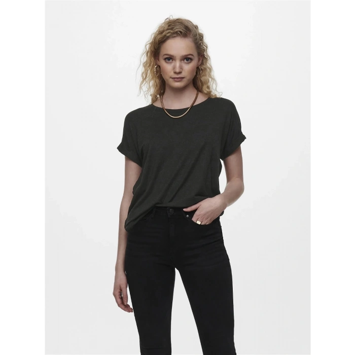 Only 15106662 Genis Yaka Kol Katlamali Kadın Body - Siyah Kircilli