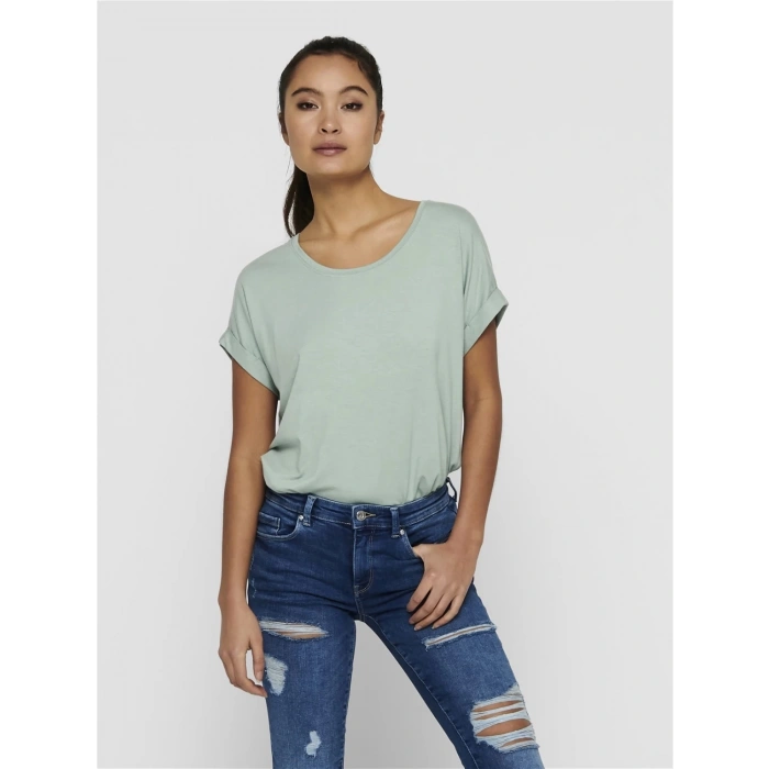 Only 15106662 Genis Yaka Kol Katlamali Kadın Body - Yesil