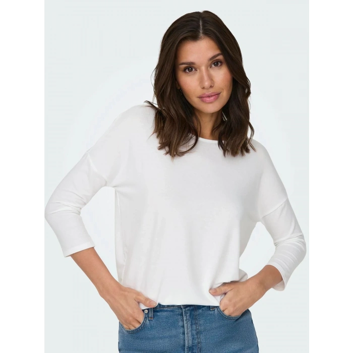 Only 15157920 Genis Yaka Dirsek Kol Kadın Body - Ekru