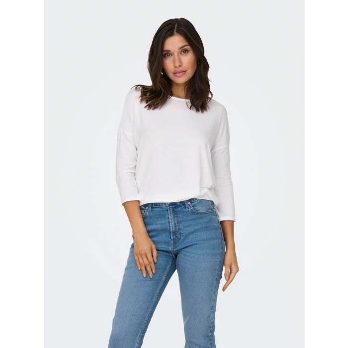 Only 15157920 Genis Yaka Dirsek Kol Kadın Body - Ekru