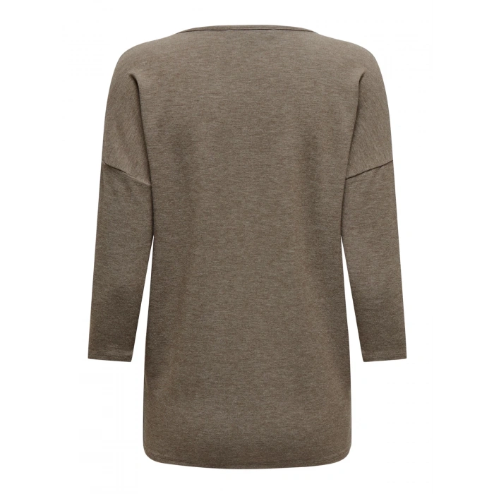 Only 15157920 Genis Yaka Dirsek Kol Kadın Body - Toprak