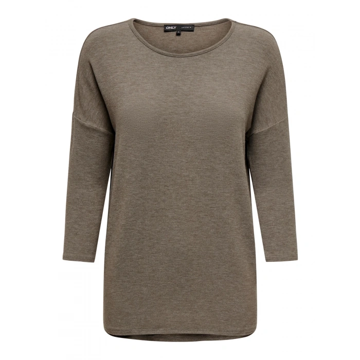 Only 15157920 Genis Yaka Dirsek Kol Kadın Body - Toprak