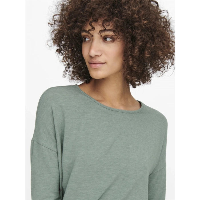 Only 15157920 Genis Yaka Dirsek Kol Kadın Body - Yesil