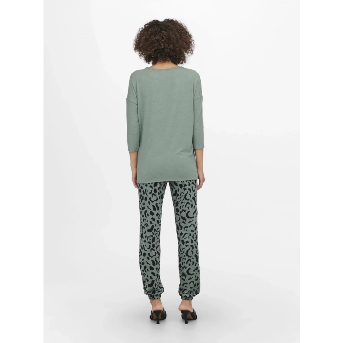 Only 15157920 Genis Yaka Dirsek Kol Kadın Body - Yesil