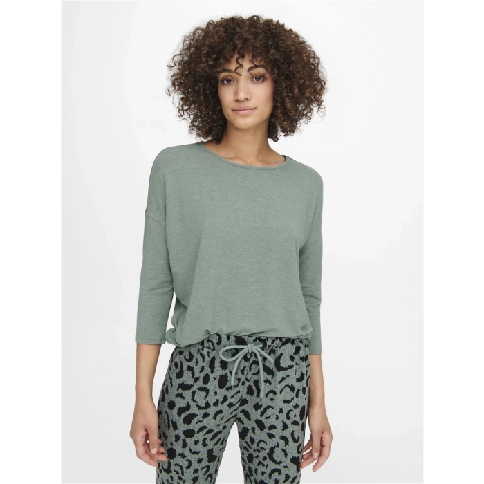 Only 15157920 Genis Yaka Dirsek Kol Kadın Body - Yesil