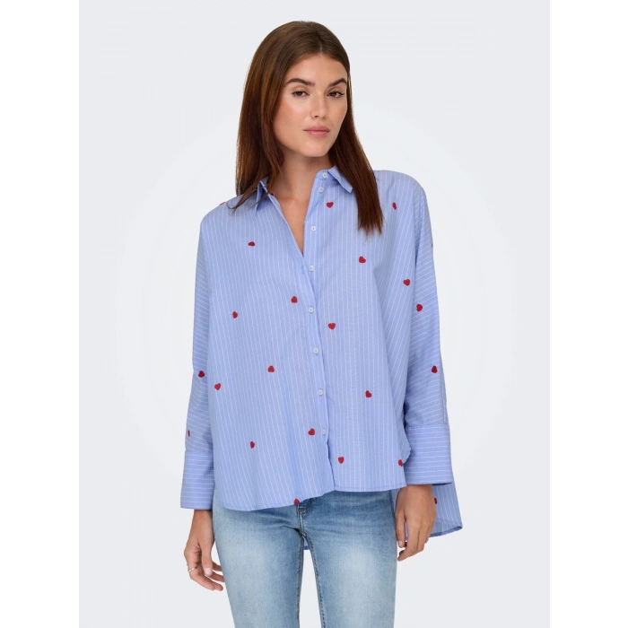 Only 15344336 Kadin Gomlek - Mavi Kirmizi