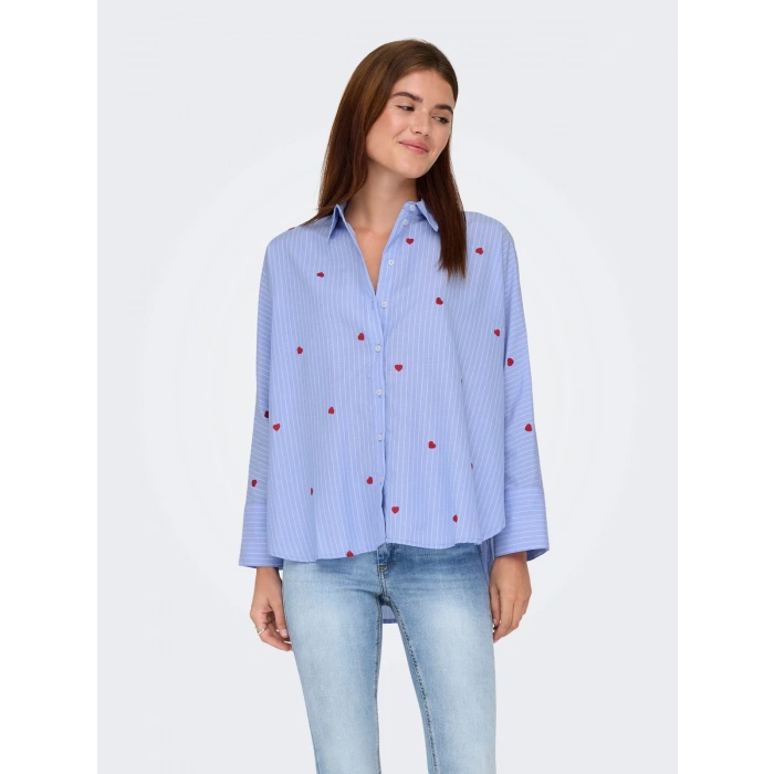 Only 15344336 Kadin Gomlek - Mavi Kirmizi