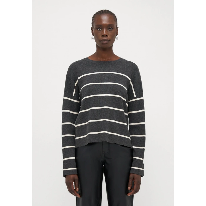 Only 15350243 Cizgili Kadin Sweat - Antrasit Cizgili