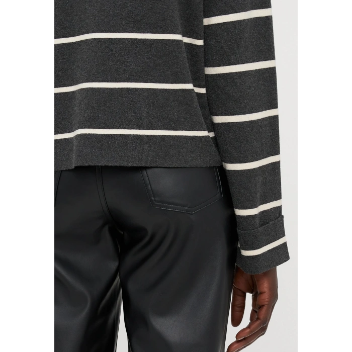 Only 15350243 Cizgili Kadin Sweat - Antrasit Cizgili