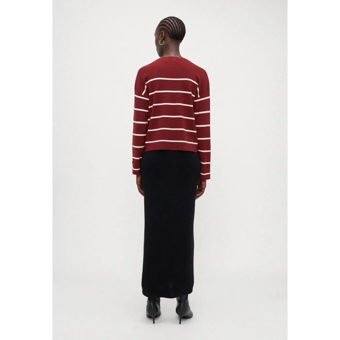 Only 15350243 Cizgili Kadin Sweat - Bordo Cizgili